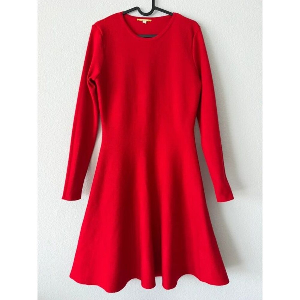 Gianni Bini Red Knit Fit and Flare Sweater Dress M Long Sleeve Holiday Christmas
